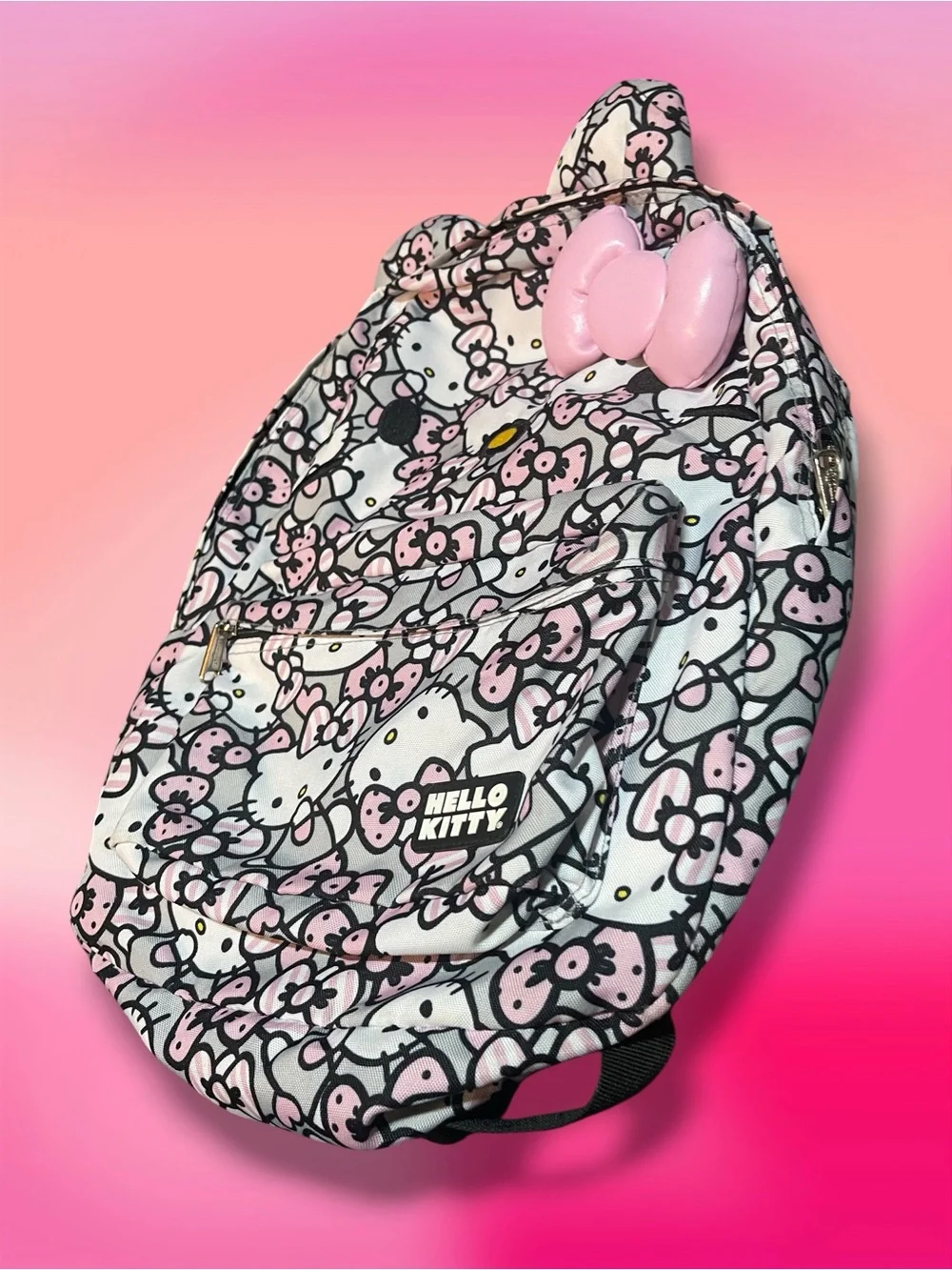 RARE Loungefly x Sanrio Hello Kitty All Over Print Backpack w/ 3D Pink Bow